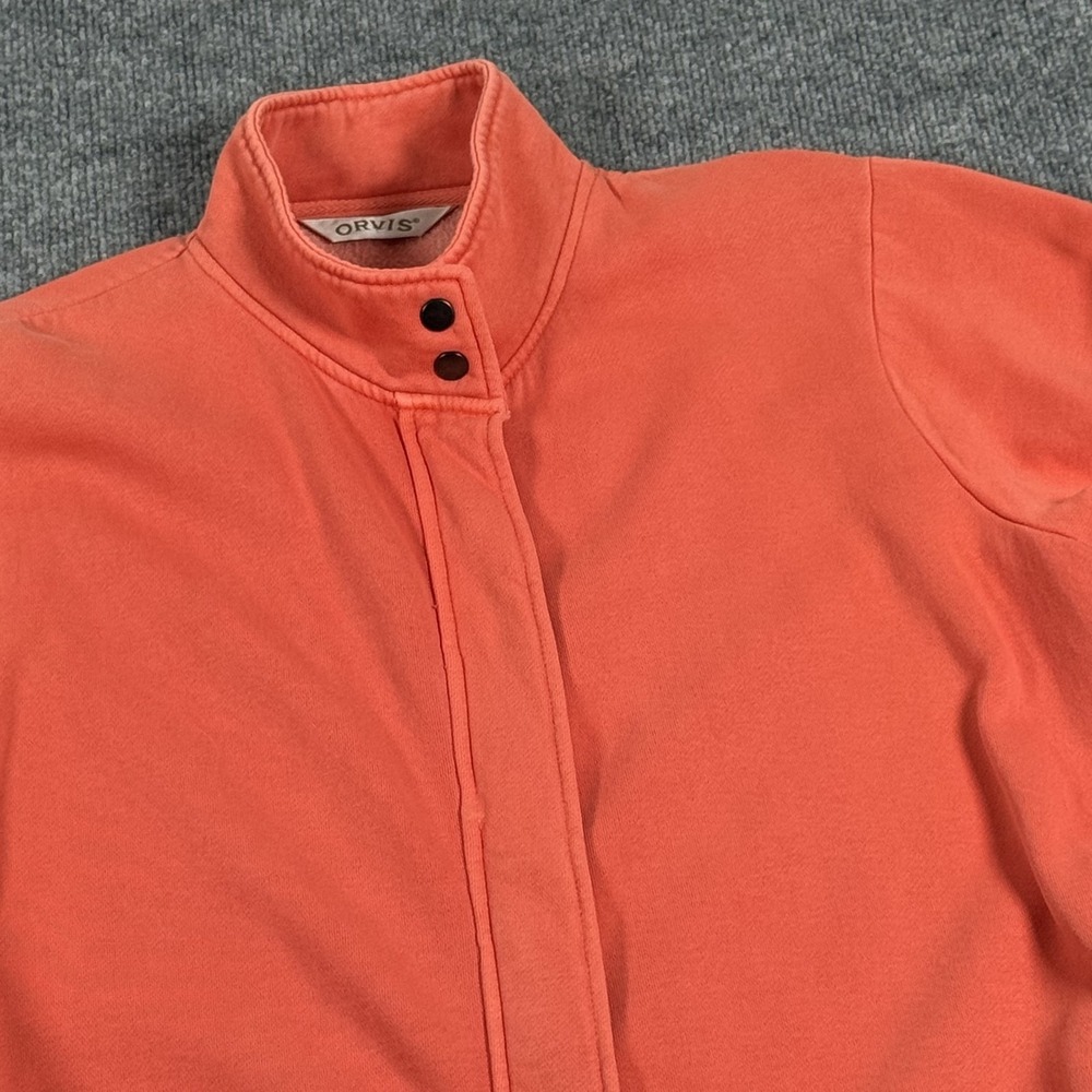 Orvis Jacket Womens Large Coral Fleece Lined Full Zip Mock Neck Snap Casual